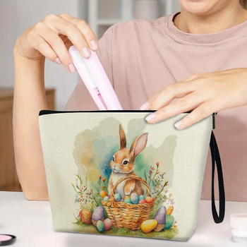 Τσαντάκι μακιγιάρ με μοτίβο Πασχαλινό Λαγουδάκι — υπερ-ελαφρύ, επεκτειόμενοι, φορητό, από πολυεστέρα με επένδυση