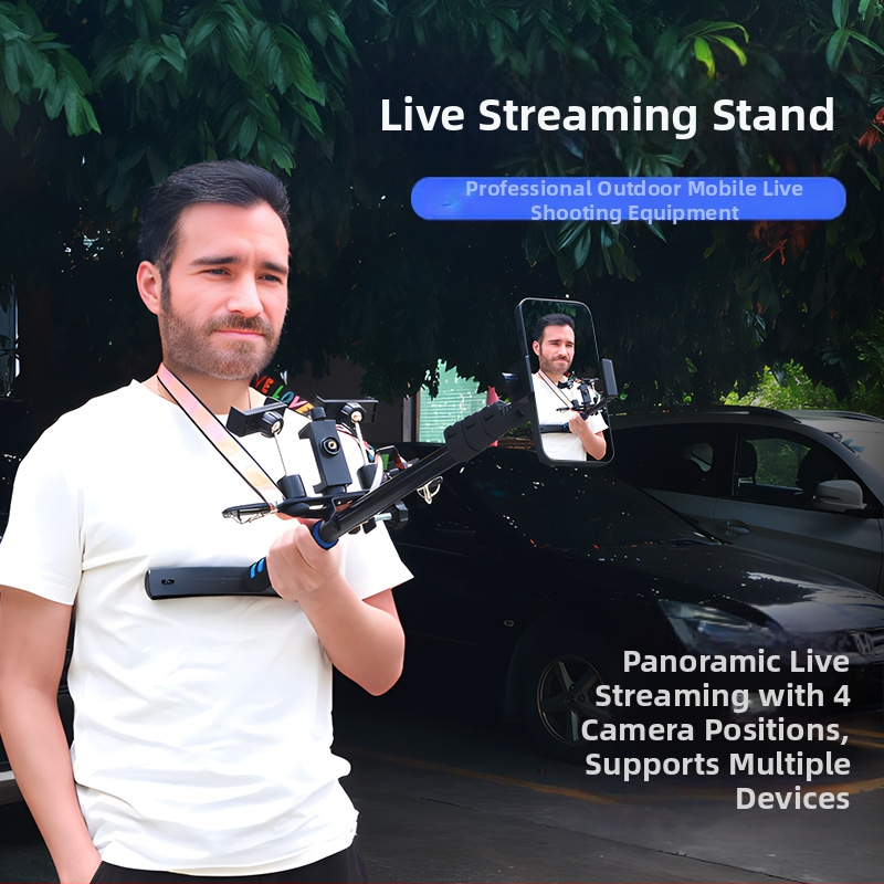 Kalio držiak na mobilný telefón pre živé vysielanie počas chôdze — plastový pásový statív so stabilizačným systémom