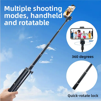 Τρίποδο δαπέδου για κινητό τηλέφωνο και tablet με φως φωτογράφισης (Υλικό: κράμα αλουμινίου; Φορτίο: έως 2 kg; Τύπος PTZ: τρισδιάστατος γυροσκοπικός σταθεροποιητής; Αριθμός τμημάτων: 5; Ρυθμιζόμενο ύψος)