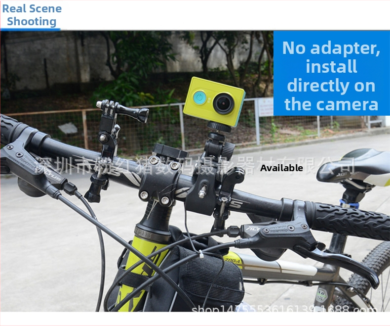 Велосипеден клип-монтаж за GoPro/SJ/Sony екшън камери — въртящ се, държач за тръба с голям диаметър, пластмасов, фиксиран монтаж