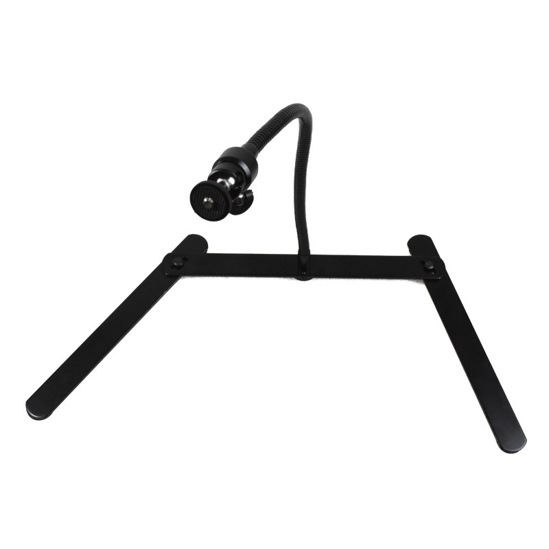 Stalo laikiklis mobiliojo telefono tiesioginėms transliacijoms su lankstomu vamzdeliu, modelis E89710, bendras suderinamumas, komplekte vamzdelis, apatinė plokštė ir telefono klipas