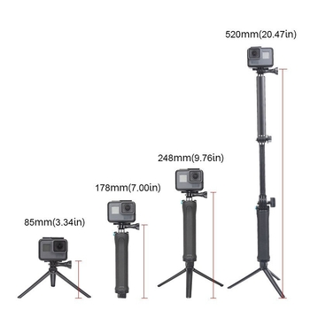 GoPro селфи стика, универсален, сгъваем тройно регулируем прът, ABS, 120 g