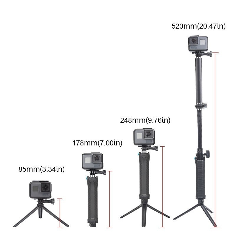 GoPro selfie lazda, universalus suderinamumas, sulankstomas trijų krypčių reguliuojamas lazdelė, ABS, 120 g