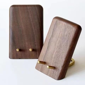 Fuyu настолен държач за телефон от орехово дърво — универсален дървен държач за бюро, персонализируем