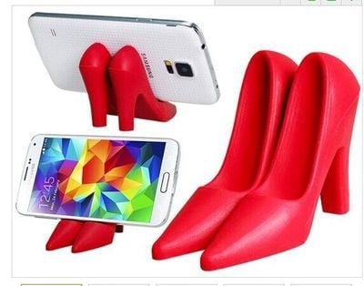 Viedtālruņa statīvs augstpapēžu kurpju formā, paredzēts viedtālruņiem un planšetēm; zīmols Dream, modelis YM1226J, saderīgs ar Samsung, Apple, Xiaomi un Huawei.