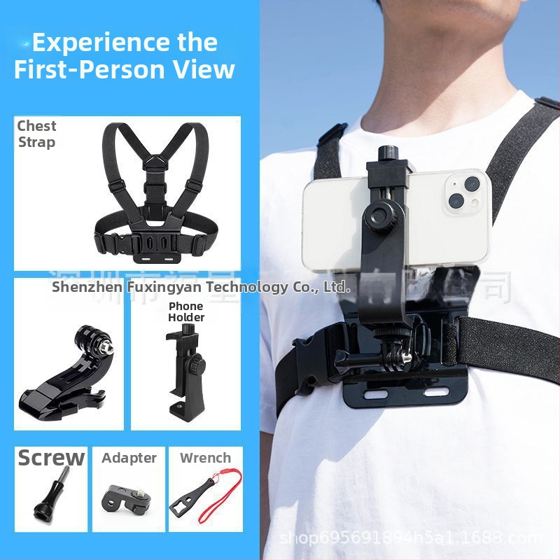 6-v-1 set pre akčné kamery a smartfóny: AEE, 360° otočný držiak na telefón, hrudný pás, kľúč