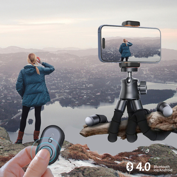 Десктоп стойка за мобилен телефон и екшън камера с гъвкави крака, универсална пластмасова конструкция