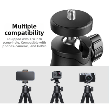 Десктоп стойка за мобилен телефон и екшън камера с гъвкави крака, универсална пластмасова конструкция