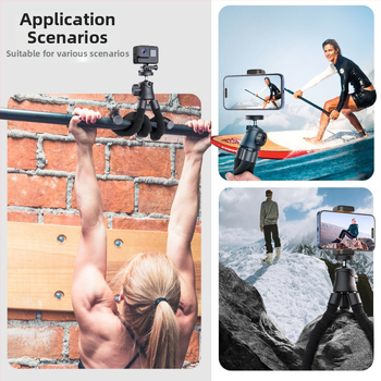 Десктоп стойка за мобилен телефон и екшън камера с гъвкави крака, универсална пластмасова конструкция