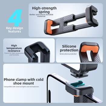 Десктоп стойка за мобилен телефон и екшън камера с гъвкави крака, универсална пластмасова конструкция