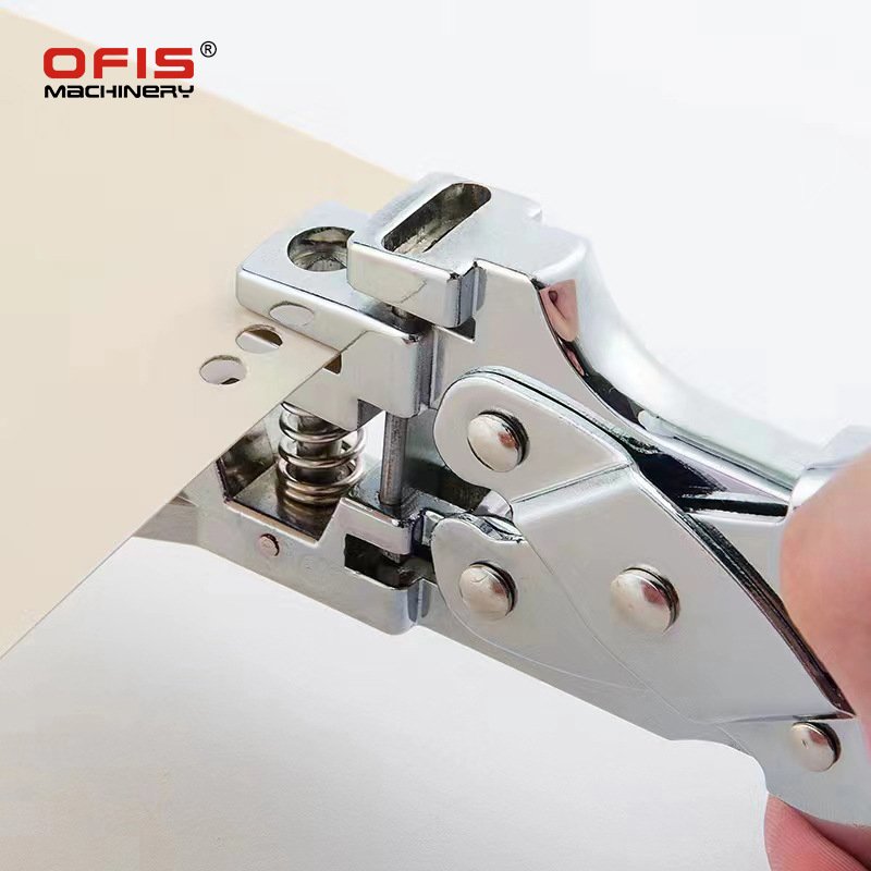Ručni perforator za papir i PVC, stolni, metalno kućište, težina 0,5 kg, 3-u-1: kružna rupa, zaobljeni kut, oval