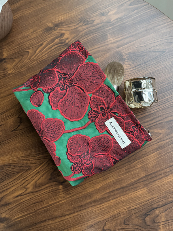 Geantă cosmetică cu imprimeu floral, portabilă pentru depozitare îngrijire a pielii, poliester cu căptușeală din pânză, pentru uz zilnic