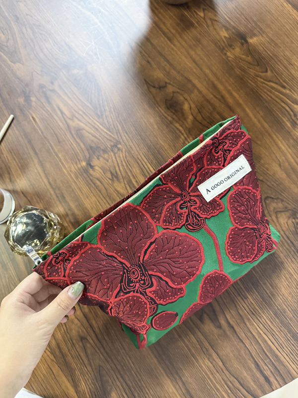 Geantă cosmetică cu imprimeu floral, portabilă pentru depozitare îngrijire a pielii, poliester cu căptușeală din pânză, pentru uz zilnic