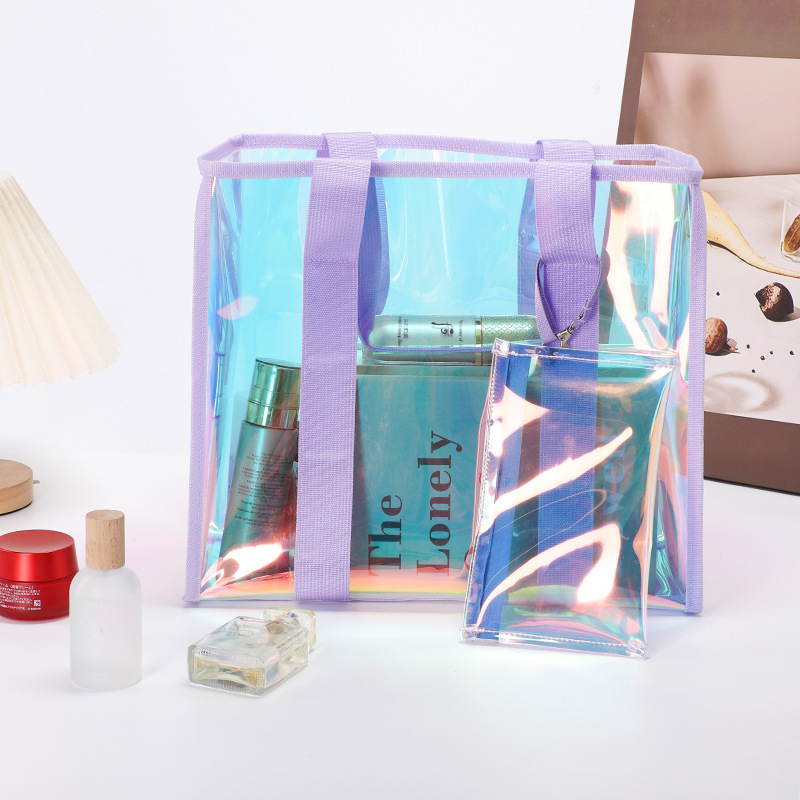 Διαφανής τσάντα αποθήκευσης καλλυντικών PVC/TPU για παραλία και ταξίδια