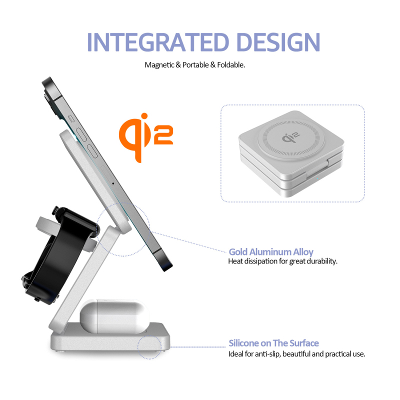 IW30 Pro Qi2 3-σε-1 μαγνητικός αναδιπλούμενος ασύρματος φορτιστής — PD 15W, 9V/2A