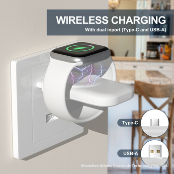 Φορητός μαγνητικός φορτιστής ρολογιών USB δύο σε ένα, συμβατός με Apple Watch, QC3.0, μαγνητική φόρτιση, 5V/1A, άμεση φόρτιση