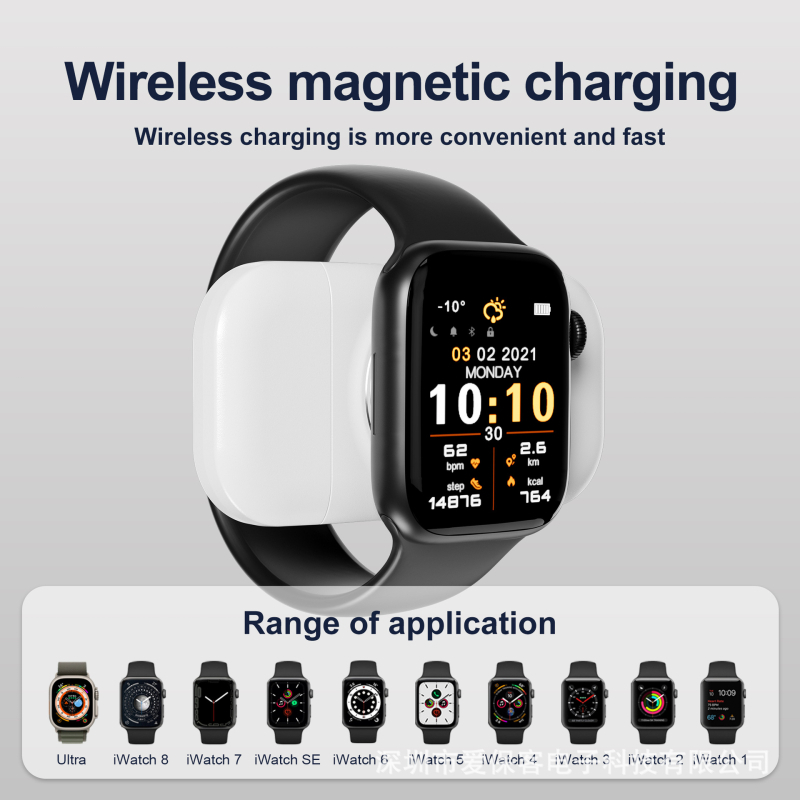 USB prijenosni magnetski punjač za satove – dva u jedan, kompatibilan s Apple Watch, QC3.0, 5V/1A, 3W, izravno punjenje