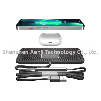 Безжично автомобилно зарядно с противохлъзгаща се отделение за съхранение, обновена версия без разглобяване, QC3.0, магнитно зареждане, 15W бързо зареждане, 2A изход