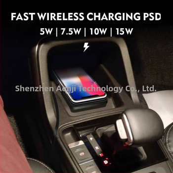 Безжично автомобилно зарядно с противохлъзгаща се отделение за съхранение, обновена версия без разглобяване, QC3.0, магнитно зареждане, 15W бързо зареждане, 2A изход