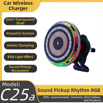 C25 Магнитно безжично авто зарядно за кола, QC3.0, 15W макс. изход, за Apple устройства