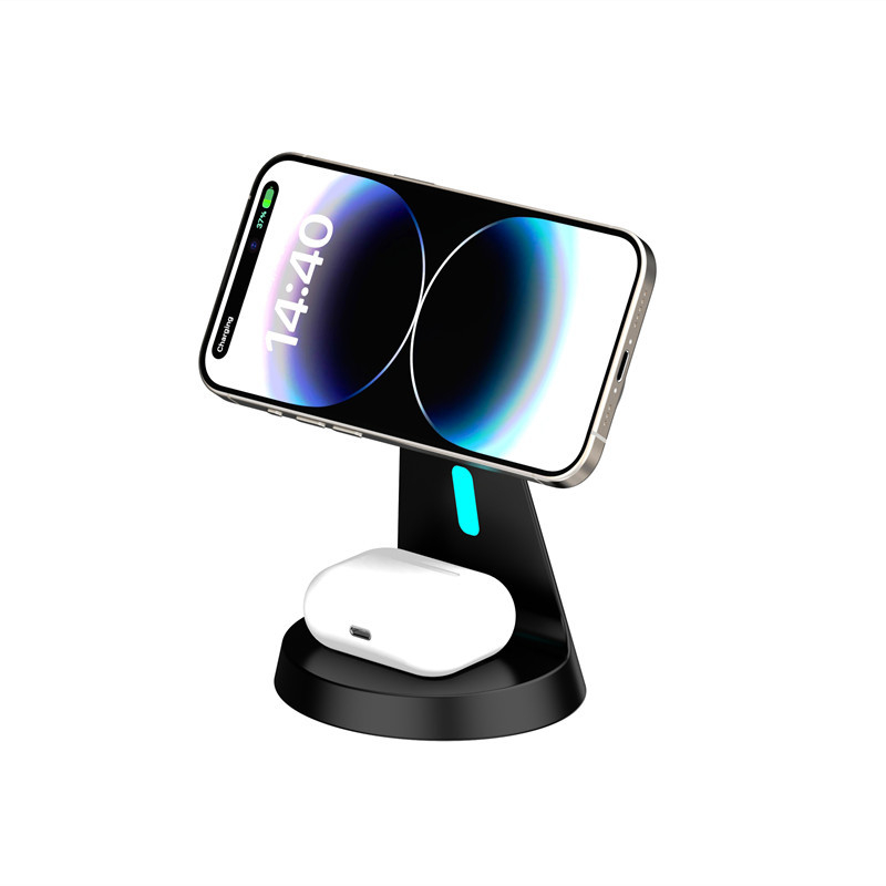 3-u-1 magnetski bežični punjač-stalak za iPhone 16, Apple Watch i AirPods – izlaz 15W, 3A, QC3.0 brzo punjenje, ukupna snaga 18W
