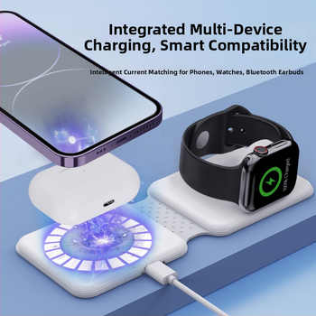 Сгъваемо безжично магнитно зарядно устройство 2-в-1, PD бързо зареждане, изход 9V2A, максимална мощност 15W, компактно и преносимо