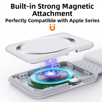 Сгъваемо безжично магнитно зарядно устройство 2-в-1, PD бързо зареждане, изход 9V2A, максимална мощност 15W, компактно и преносимо