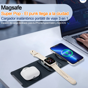 3-σε-1 Ασύρματος φορτιστής με μαγνητική φόρτιση για ακουστικά, ρολόι και κινητό τηλέφωνο (PD 15W)