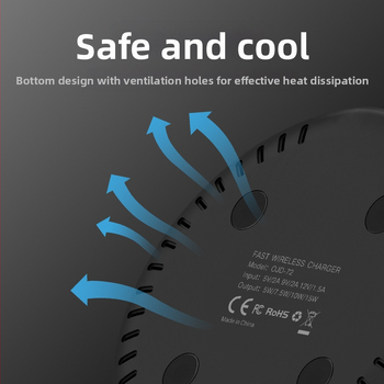 Ασύρματος φορτιστής για smartphones Apple και Huawei, επιτραπέζιος κυκλικός σχεδιασμός, 15W, QC3.0, μη μαγνητική φόρτιση
