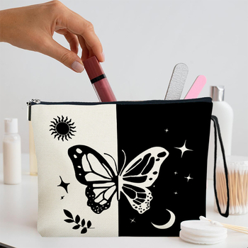 Козметична чанта с животински принт, лека и дишаща, разширяема, с полиестерна подплата за ежедневна употреба