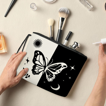 Τσαντάκι μακιγιάζ με μοτίβο ζώου, ελαφρύ και αναπνεύσιμο, επεκτειόμενο, με επένδυση πολυεστέρα για καθημερινή χρήση