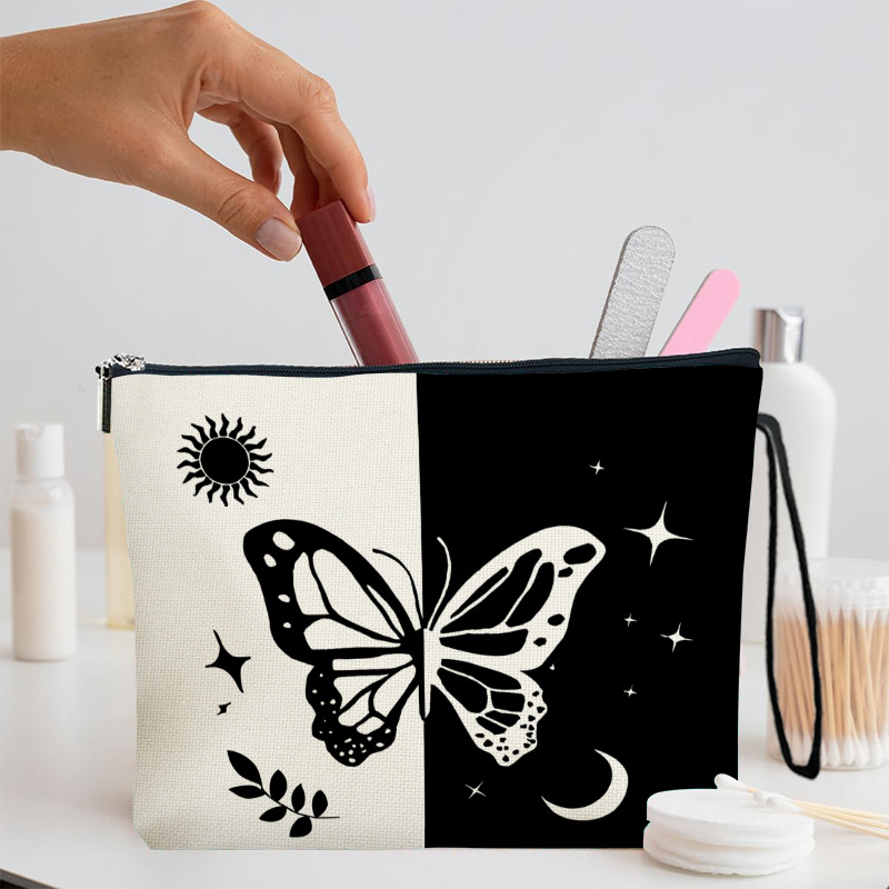 Козметична чанта с животински принт, лека и дишаща, разширяема, с полиестерна подплата за ежедневна употреба