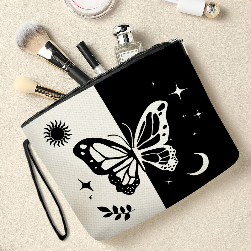 Козметична чанта с животински принт, лека и дишаща, разширяема, с полиестерна подплата за ежедневна употреба