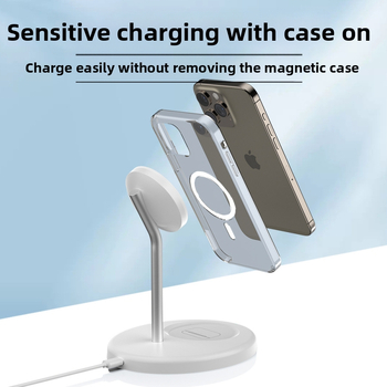 Ασύρματο φορτιστή 3-σε-1 με μαγνητική βάση από κράμα αλουμινίου, για Apple, γρήγορη φόρτιση QC3.0. Μέγ. 15W, έξοδος 2A, συνολική ισχύς 20W.