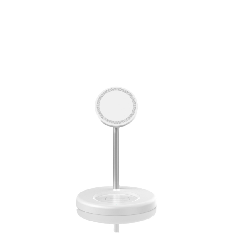 3-u-1 bežični punjač s magnetskom držačom od aluminijske legure za Apple, brzo punjenje QC3.0. Maksimalna snaga 15W, izlaz 2A, ukupna snaga 20W.