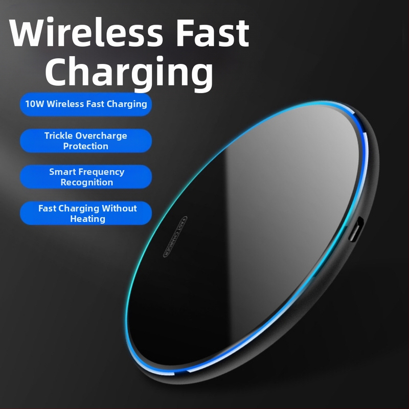 Безжично Qi зарядно, огледално покритие, универсален модел, 10W, авиационен алуминий