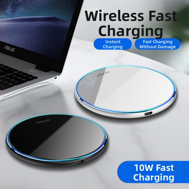 Безжично Qi зарядно, огледално покритие, универсален модел, 10W, авиационен алуминий