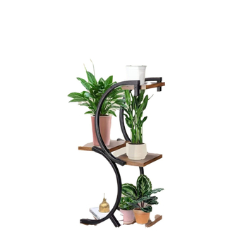 4-επίπεδη εσωτερική ξύλινη βάση φυτών με σχήμα S | μετακινούμενη | ξύλο/μπαμπού