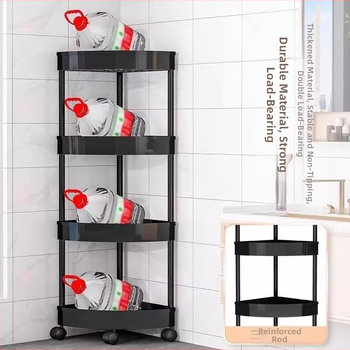 Τριών επιπέδων τριγωνικό πλαστικό ράφι αποθήκευσης, κινητό, περιστρεφόμενο