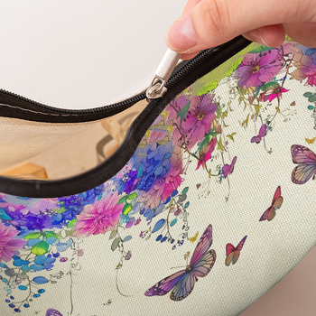 Τσαντάκι καλλυντικών από πολυεστέρα με μοτίβο λουλουδιών και πεταλούδας; επένδυση από πολυεστέρα; αναπνεύσιμη, εξαιρετικά ελαφριά, επεκτειόμενη; καθημερινή χρήση