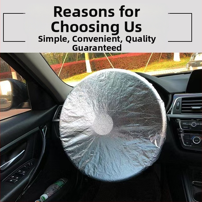 Калъф за волан за автомобил със слънцезащита и топлоизолация, спортен стил, универсално съвместим, подходящ за всички сезони, материал: покрит текстил