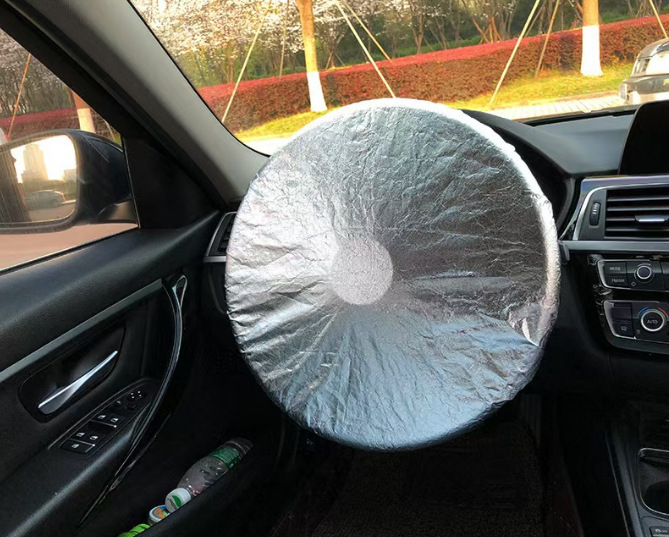 Κάλυμμα τιμονιού αυτοκινήτου με προστασία από τον ήλιο και μόνωση θερμότητας, αθλητικό στυλ, γενική εφαρμογή, κατάλληλο για όλες τις εποχές, υλικό: επικαλυμμένο ύφασμα