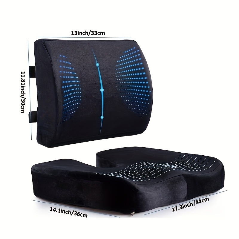 Комплект възглавници за стол с паметна пяна – подкрепа за кръст и гръб, офис и автомобил, стил модерна простота, едноцветен дизайн, пълнител полиестерно влакно, Bella's Home Furnishings