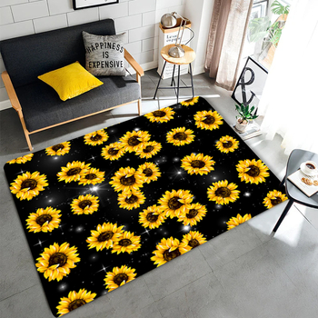 Χαλιά δαπέδου από πολυεστέρα με φλοράλ εκτύπωση, ορθογώνιο σχήμα, πλένεται στο πλυντήριο, μοντέρνο μινιμαλιστικό στυλ, κατάλληλο για σαλόνι, υπνοδωμάτιο, γραφείο