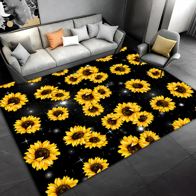 Poliesterski podni tepih s floralnim uzorkom, pravokutni oblik, strojno pranje, moderni minimalistički stil, pogodan za dnevni boravak, spavaću sobu, radnu sobu