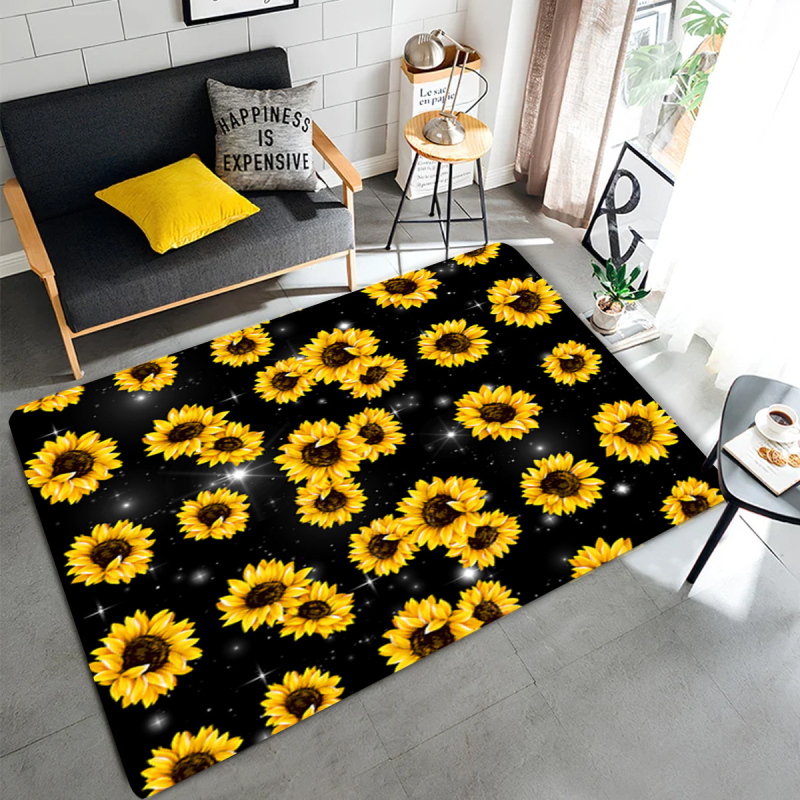 Poliesterski podni tepih s floralnim uzorkom, pravokutni oblik, strojno pranje, moderni minimalistički stil, pogodan za dnevni boravak, spavaću sobu, radnu sobu