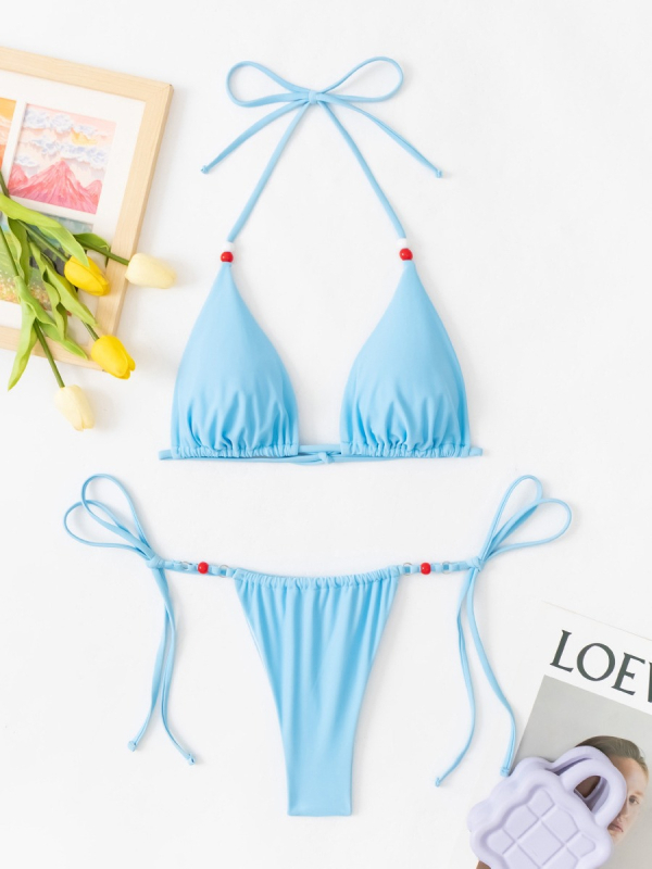 Μπικίνι μαγιό με τιράντες, μονόχρωμο, νάιλον 80%, επένδυση Milk Silk 20% Spandex, βάρος 200 g, μαξιλαράκια στήθους, χωρίς μεταλλική υποστήριξη