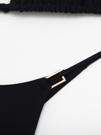 Moterų dviejų dalių bikini su trikampiu viršutiniu ir raišteliais, nailonas 80/20, poliesterio įdaila