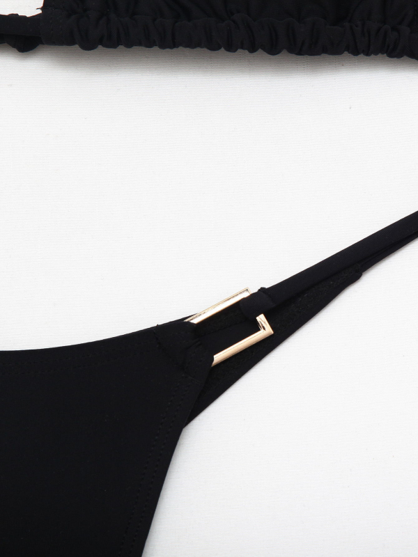 Moterų dviejų dalių bikini su trikampiu viršutiniu ir raišteliais, nailonas 80/20, poliesterio įdaila