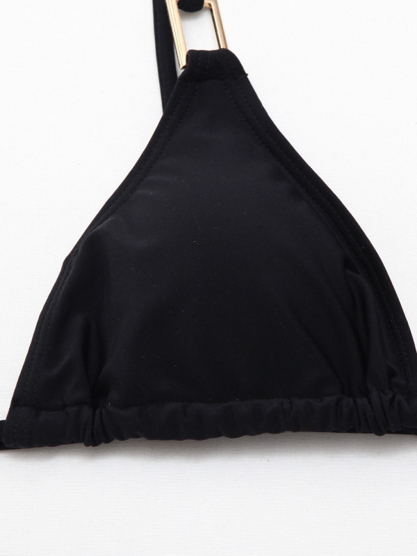 Moterų dviejų dalių bikini su trikampiu viršutiniu ir raišteliais, nailonas 80/20, poliesterio įdaila